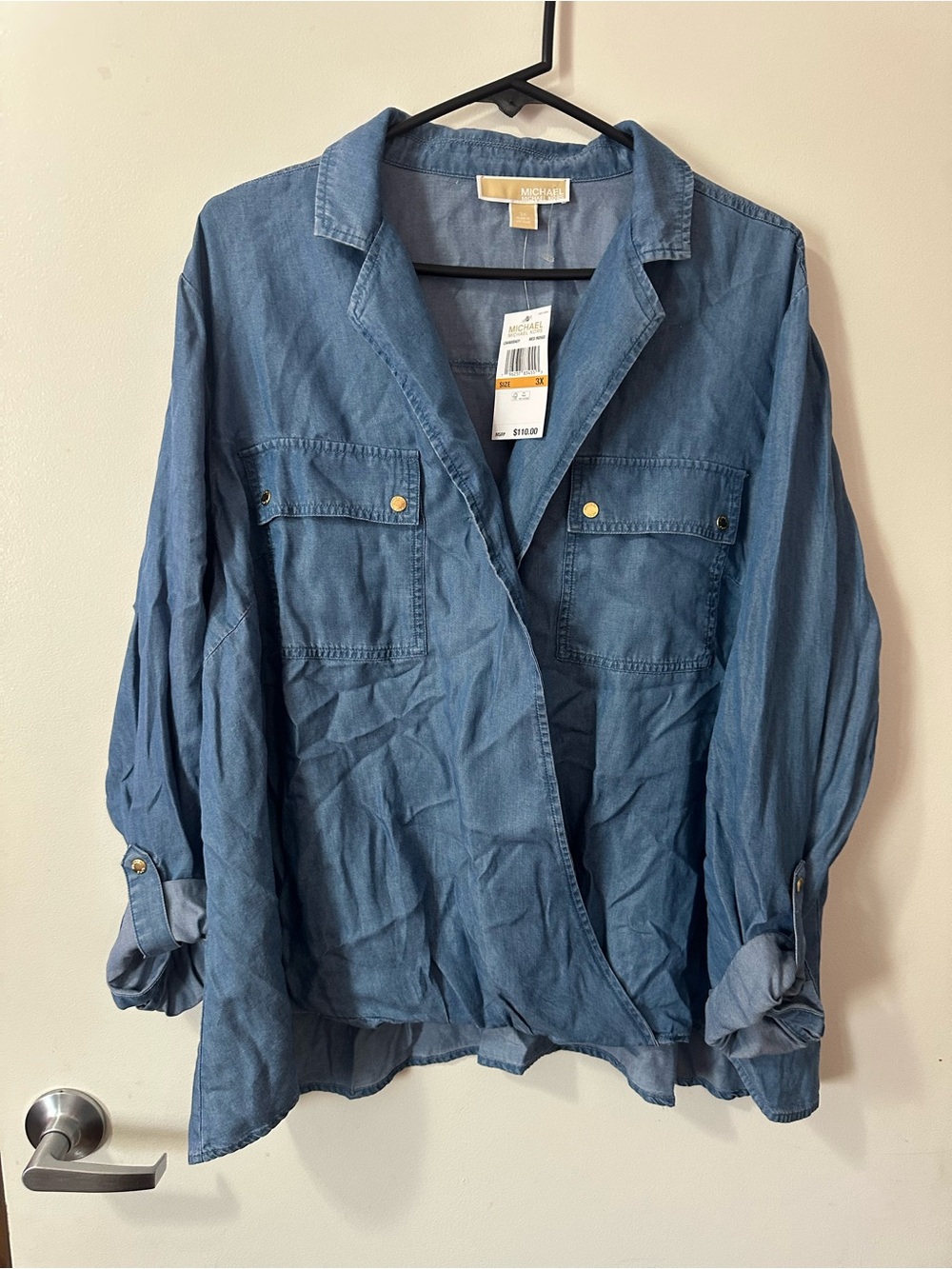 Michael Kors Chambray Shirt Jacket in Denim Blue